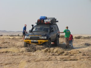 Backing Cleo onto the rock formation to act as an additional wind break